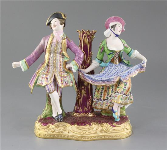 A Minton figure group candlestick. c.1840-5, height 21cm, firing cracks